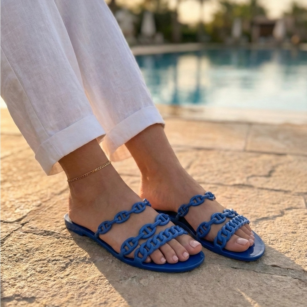 Hermès Blue Chain Women's Sandals